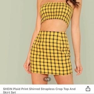 Shirred tube top/ Mini skirt Set